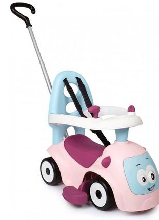 Машина-каталка smoby маестро 3 в 1 з ручкою і звуком pink