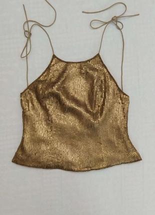 Топ в лилетках, шелк 💯, от моnsoon, золотой