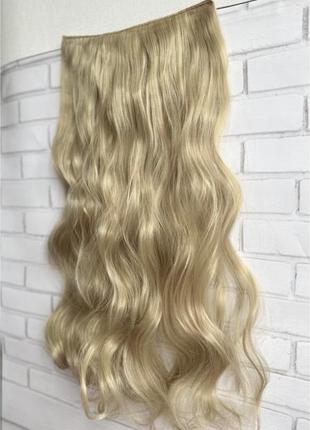 Шиньон искусственный термо волос волнистые блонд2 фото