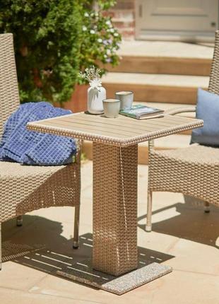 Столик квадратный садовый на одной ножке 60см натура (искусственный ротанг), 7trav