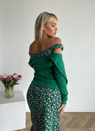 Женский деловой стильный классный классический удобный модный трендовый костюм модная юбка юбка и топ топик зеленый красный3 фото