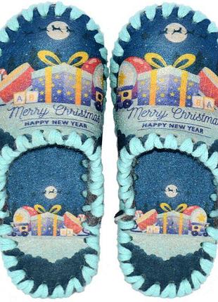 Дитячі фетрові тапочки "merry christmas - happy new year", для дівчинки, 30/31, 18,5 см, осінь/зима/весна
