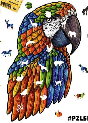 Деревянный фигурный пазл попугай от wortexpuzzle 29x47 см 272 шт