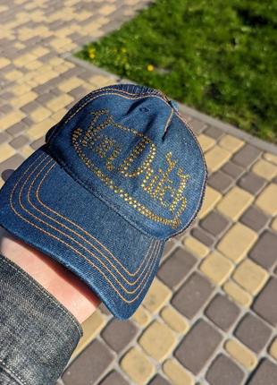 Von dutch vintage кепка тракер джинсова джинс зі стразами denim true religion