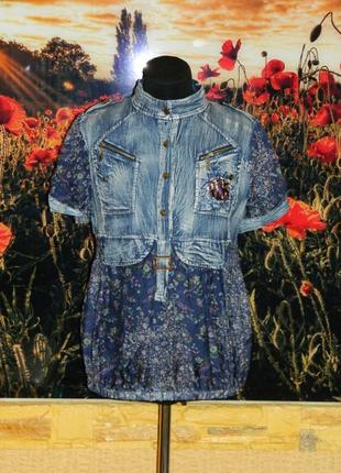 Нова жіноча сорочка - блуза джинс з шифоном р. 44-46
