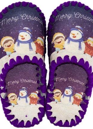 Детские фетровые тапочки "merry christmas", для девочки, р. 30-35, осень/зима/весна (876 с)