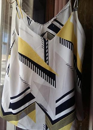 Легкая белая блуза топ черно-желтый маршрут river island 14/40