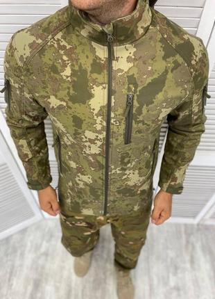 Тактична зимова куртка softshell combat камуфляж зсу тепла армійська куртка софтшел комбат на осінь-зиму (db-12099)