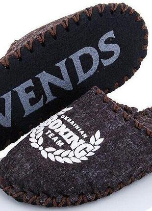 Чоловічі фетрові капці "ukrainian boxing team" коричневі, 40/41, 26 см, фетр, осінь/зима/весна