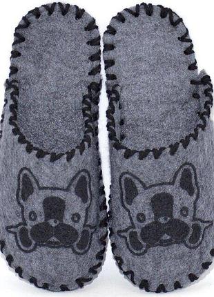 Жіночі фетрові тапочки "мордочка собаки", р. 36-41, 23-26 см, фетр, осінь/зима/весна (253 w сірий)