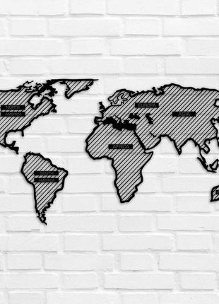 Деревянное панно карта мира 25x49 см