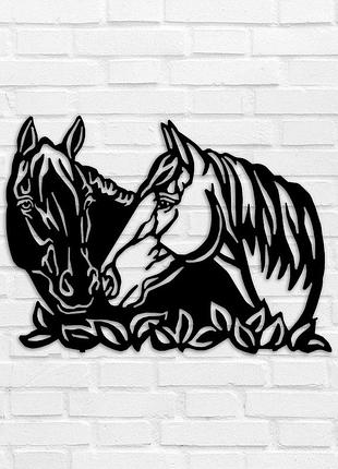 Деревянное панно пара лошадей 36x49 см