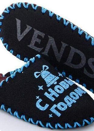 Жіночі фетрові тапочки "з новим роком" чорні, р. 36-41, 23-26 см, осінь/зима/весна (254 w чорні)