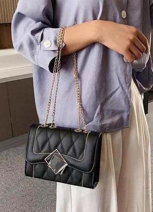 Жіноча міні сумочка клатч на ланцюжку, маленька сумка через плече чорний4 фото