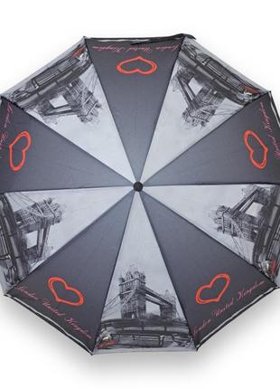 Жіноча парасолька напівавтомат на 10 спиць "london"2 фото