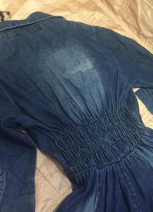 Платье, джинс, синий, молния, резинка, женская одежда4 фото