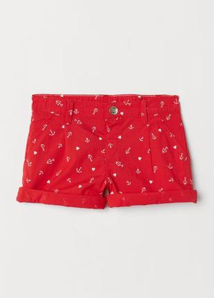 Шортики котоновые девочке с якорями 7/8 лет от h&m