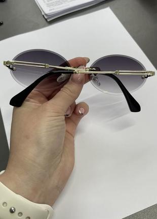 Стильные овальные солнцезащитные очки безоправные градиент 20234 фото