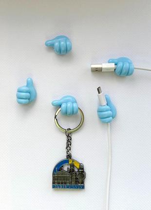 Крючки силиконовые клейкие многофункциональные голубого цвета (5 шт)1 фото