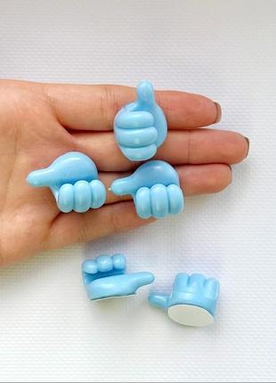 Крючки силиконовые клейкие многофункциональные голубого цвета (5 шт)4 фото