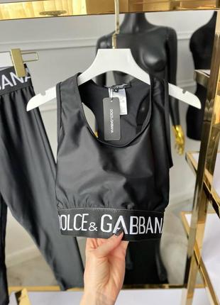 Костюм в стиле dolce gabana топ леггинсы черный малина фуксия2 фото