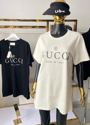 Футболка туника в стиле gucci длинная коттон черная белая