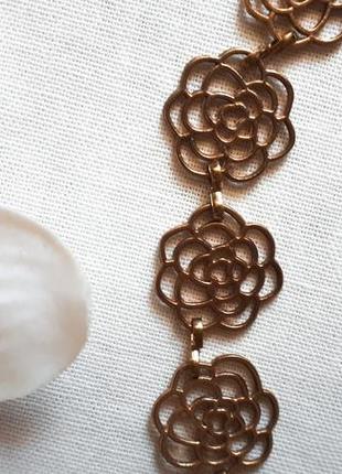 Новый ободок украшение для волос на резинке золотистый ободок с ажурными розочками