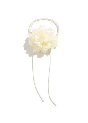 Чокер ожерелье с большим  цветком кружевное роза цветок на шею на шнурке шнурок у2к y2k в стиле 90х 2000х украшение на руку талию2 фото