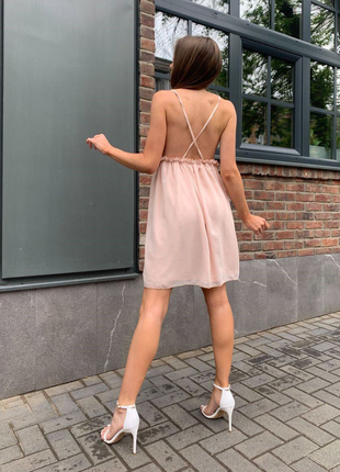 Шикарное платье с открытой спинкой, шифоновый сарафан1 фото