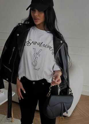 Футболка в стиле ysl коттон белая