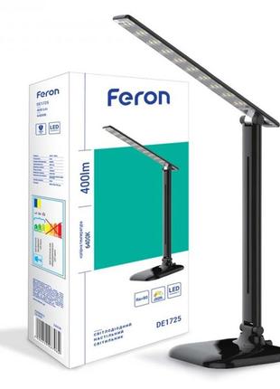 Настільна led-лампа feron de1725 9 w (чорна) 4000к