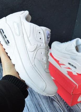 Стильные мужские кроссовки найм макс аир nike air max белые кожаные/кожа деми, демисезонные осенние, веснушки/на осень,весна,лето