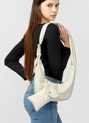 Женская сумка, компактная и удобная hobo - серый шёлк2 фото