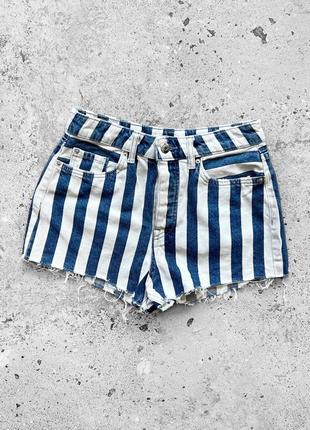 Bershka women’s striped denim shorts super high rise жіночі джинсові шорти в полоску