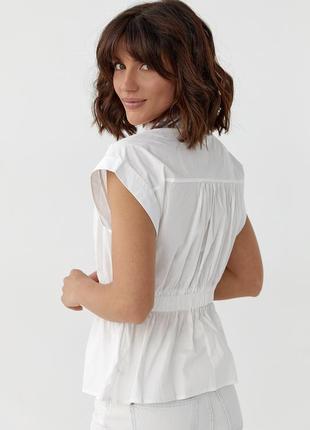 Женская рубашка с резинкой на талии.9 фото