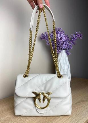 Бежевая сумка pinko puff, сумка pinko паф