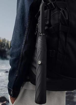 Зонт ручка-карабин, автомат, водоотталкивающий, черный, серый, мужской, женский.