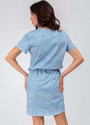 Жіноча бавовняна сорочка блакитного кольору з коротким рукавом roksana 1383/5612 фото