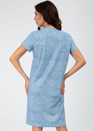 Жіноча бавовняна сорочка блакитного кольору з коротким рукавом roksana 1384/5612 фото