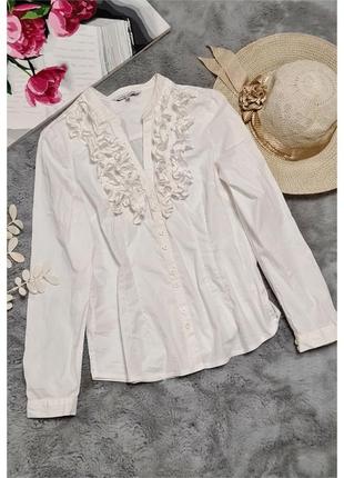 Біла бавовняна блуза сорочка зябра laura ashley
