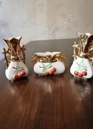 Винтажный набор вазочки и салфетница