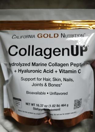 Collagenup, гидролизованные пептиды морского коллагена с гиалуроновой кислотой и витамином c, с нейтральным вкусом, 464 г