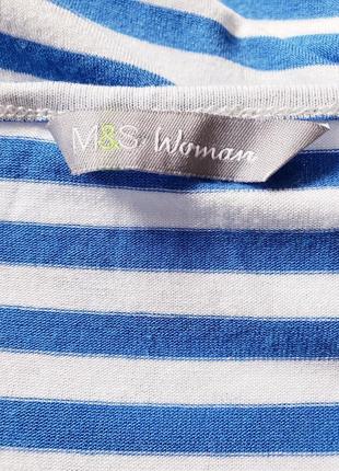 Натуральная облегченная (лето, тёплая весна осень) футболка лонгслив в морском стиле marks and spencer