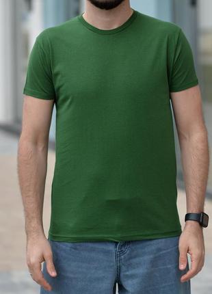 Тёмно-зелёная базовая футболка, оптом