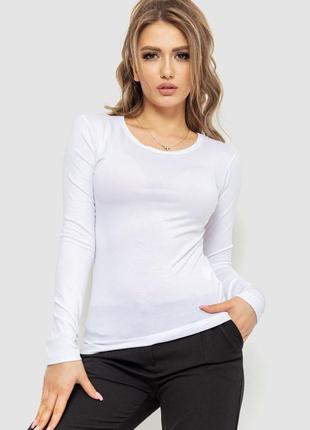 Жіночий лонгслів однотонний колір білий 167r2121