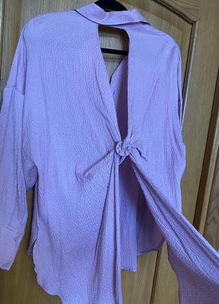 Нова подовжена шикарна незвичайна тонка сорочка-блуза з крутою спинкою оверсайз 50-54 р zara