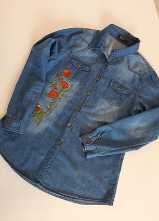 Стильная джинсовая рубашка вышиванка коттон redial, размер l