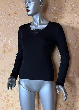 Гольф в рубчик с кружевом