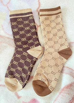 Носки гуччи коричневые бежевые3 фото