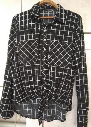 Блуза в клетку черно-белая